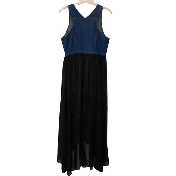 Denim Overall Top Tulle Sheer Y2K Long Sheer Front Hi Low Forever 21 Exclusive M - Picture 2 of 8